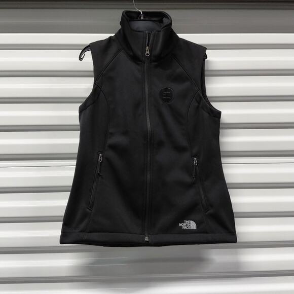 The North Face Womens Small Black Softshell Full Zip Vest Windproof Logo Jacket - Picture 2 of 8